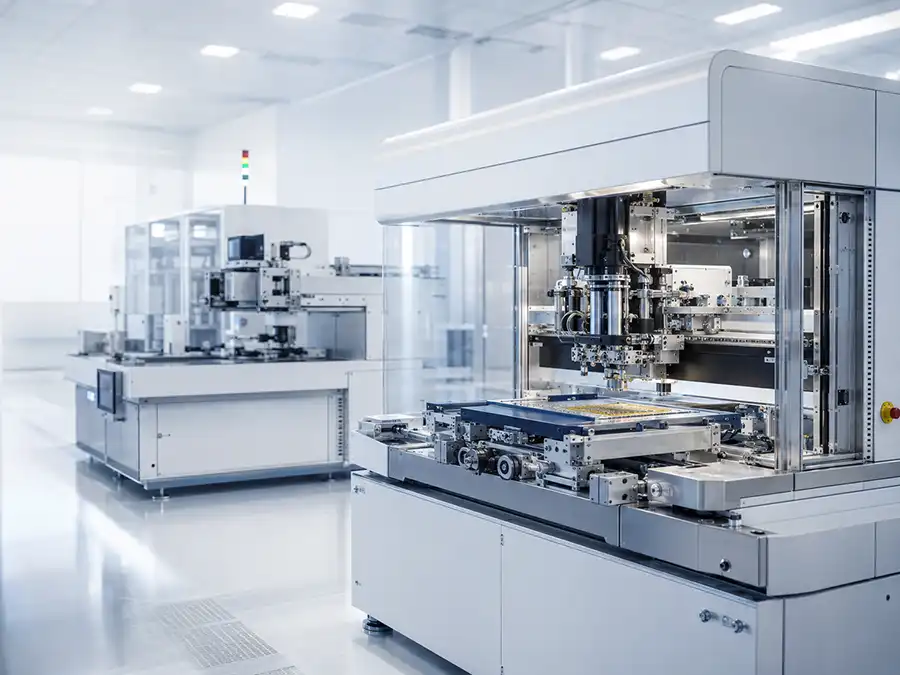 Semiconductor die bonding equipment in a cleanroom production environment