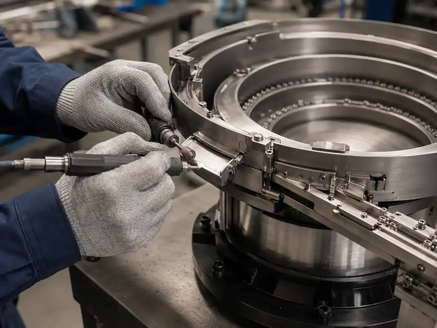 Custom vibratory bowl feeder track tooling and fabrication