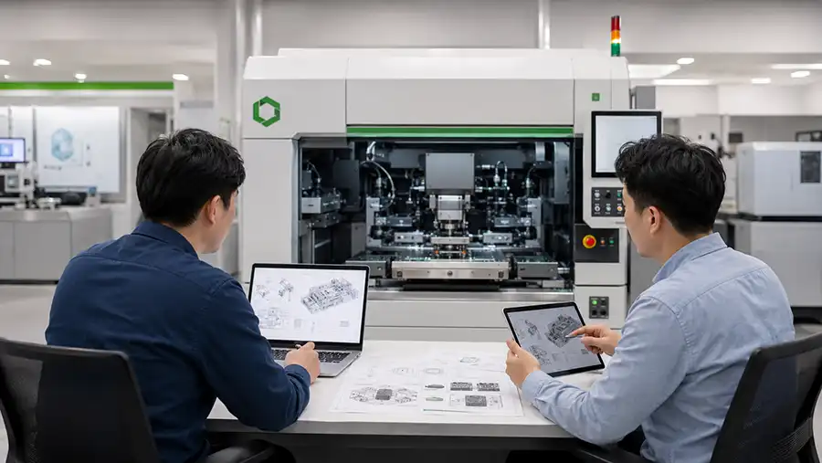 Close-up inspection of bond head, vision modules and tooling on a DATACON 2200 evo die bonder Close-up inspection of bond head, vision modules and tooling on a DATACON 2200 evo die bonder