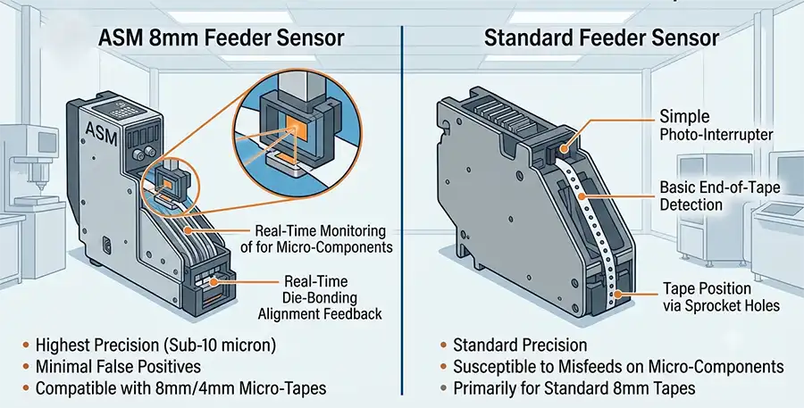 ASM 8mm Feeder Sensor vs Standard | SIPLACE Splice & Changeover Guide