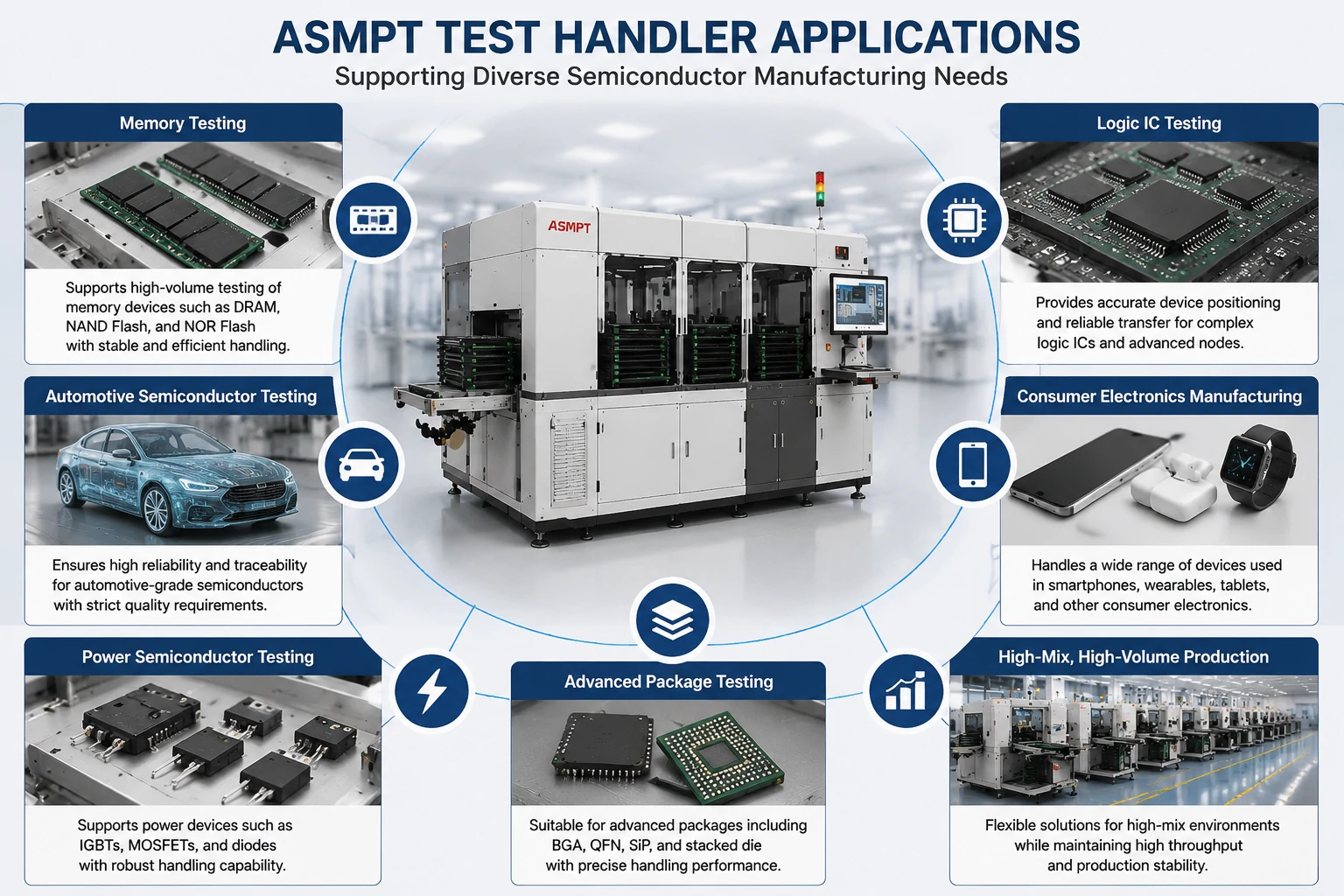 asmpt test handler semiconductor application