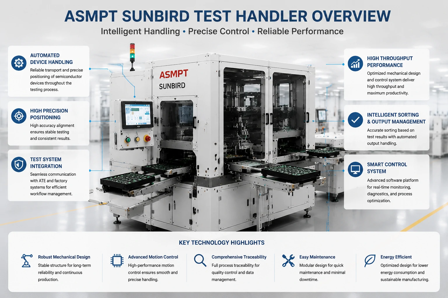 ASMPT Sunbird Test Handler Technology for Automated Semiconductor Testing