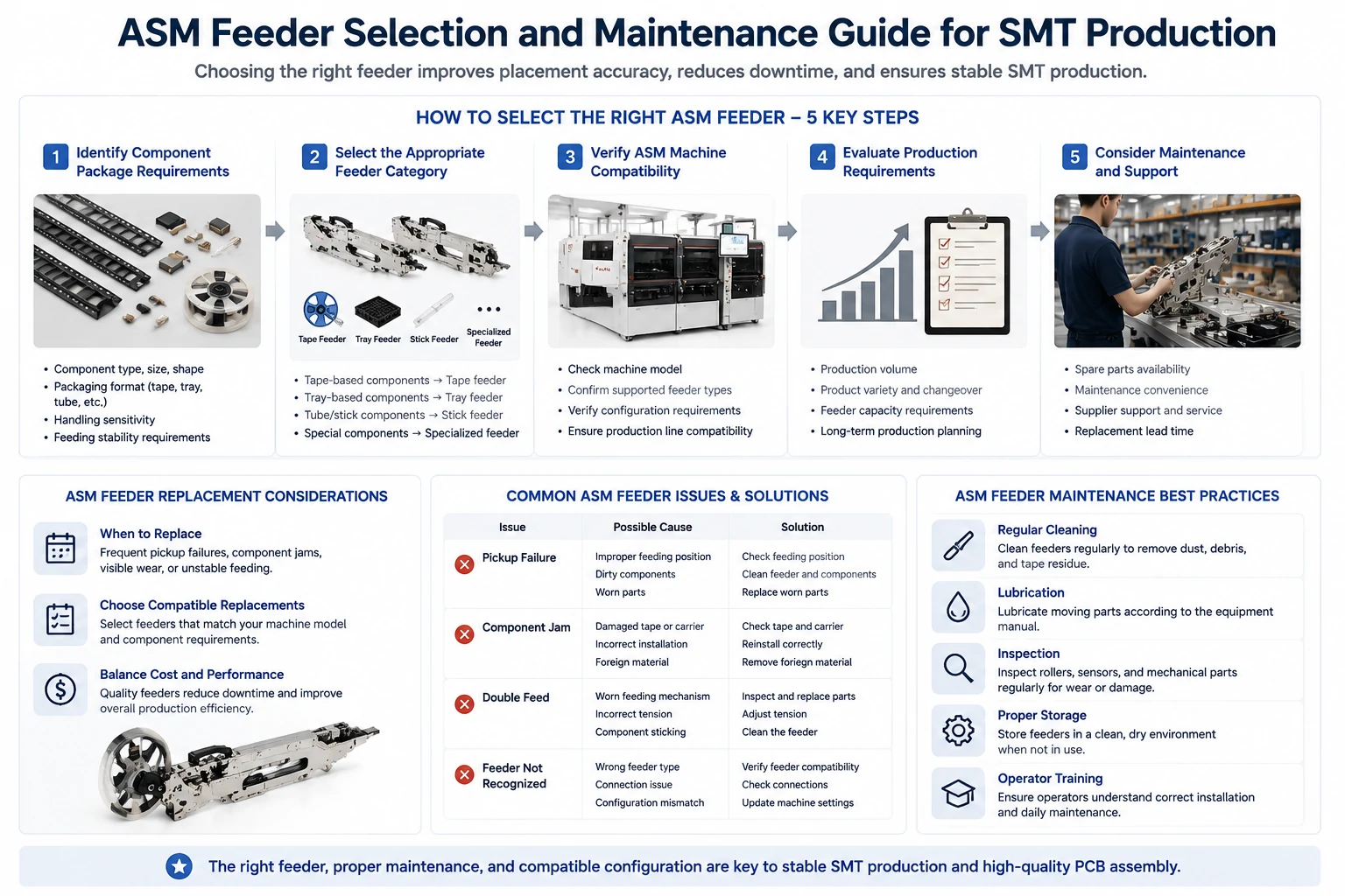 Selecting ASM Feeders for SMT Machines and Production Requirements