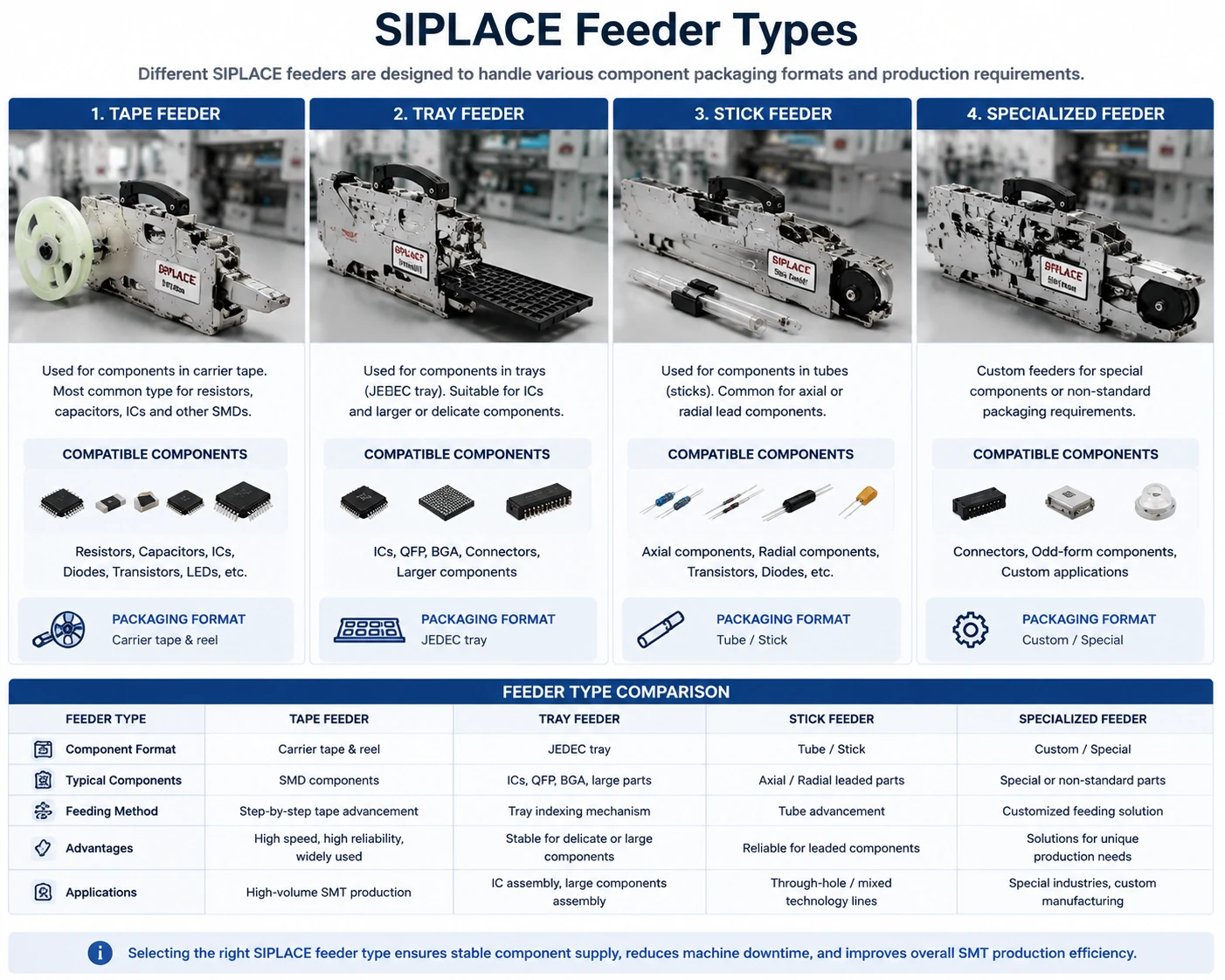 SIPLACE Feeder Compatibility and Replacement Decisions for SMT Production